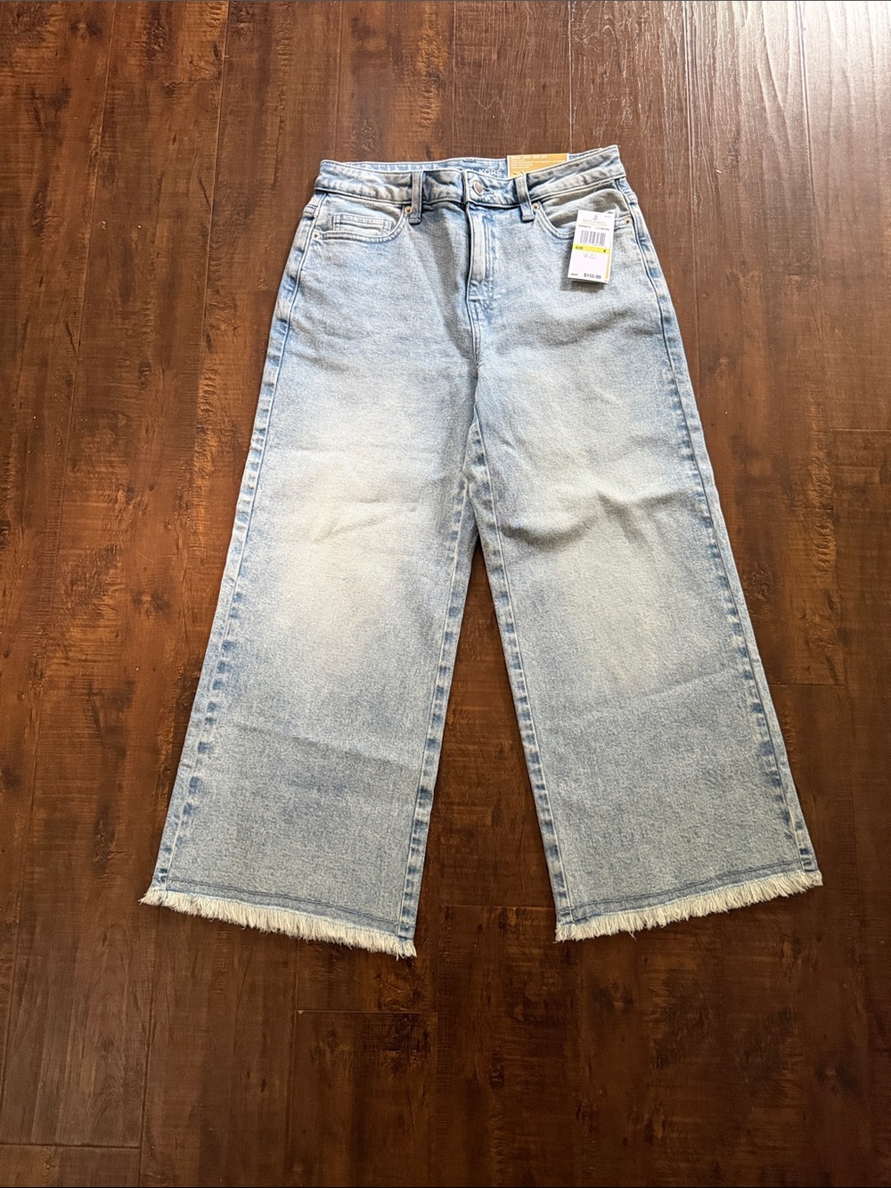 Michael Kors Light Blue Wide Leg Jeans with Frayed Hem